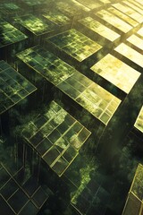 Aufkleber - Abstract architecture showing green glass cubes forming a futuristic city