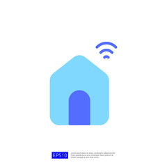 Poster - Modern Home Icon with Wi-Fi Signal Representing Digital Connectivity Innovation in Network Technology