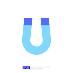 Poster - Icon of a Blue Magnet Symbol Representing Attraction in Education and Science Themes