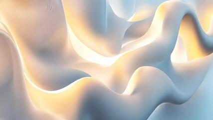 Poster - Waves of soft textile reflecting gentle light, creating a serene atmosphere in a cozy, tranquil space Generative AI