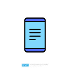Poster - Mobile Device Icon with Screen Displaying Text in Modern Minimalist Design for Education and Science Context