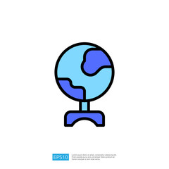 Poster - Globe Icon Representing Earth and Continents on a Stand for Educational and Scientific Purposes