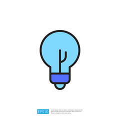 Poster - Stylized Blue Light Bulb Icon Representing Innovation And Creativity In Education And Science