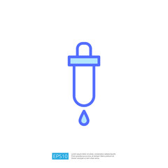 Poster - Minimalist Icon of a Pipette with Droplet Symbolizing Scientific Education and Research in a Clear, Simple Design
