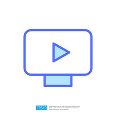 Poster - Digital Icon of a Play Button Over a Television Screen Representing Multimedia Content and Interactive Learning in Modern Education