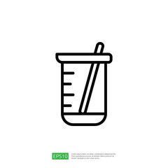 Poster - Laboratory Beaker Icon with Measuring Scale and Stirring Rod Representing Education and Science in Experimental Research