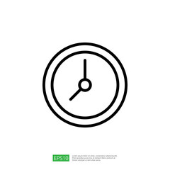 Poster - Minimalist Black Outline Clock Icon Representing Time Management and Scheduling in Education and Science Themes
