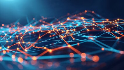 Aufkleber - Electric network design emphasizes energy flow with blue and orange elements in a dynamic abstract display