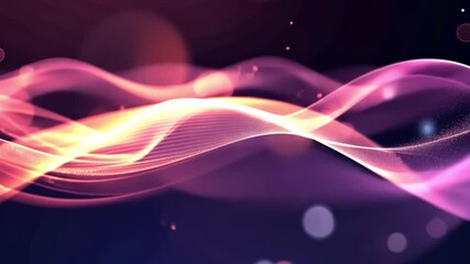 Poster - colorful abstract waves in fluid motion mesmerizing display of light and glow in shades of pink, pur