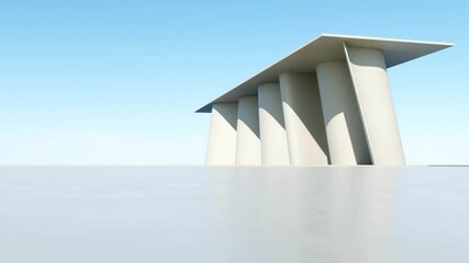 Poster - 3d illustration of abstract architecture background, geometric architectural with wavy curve design