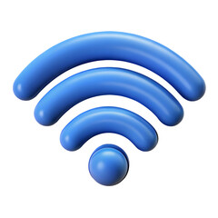 Poster - 3D Blue Wi-Fi Signal Icon with Transparent Background


