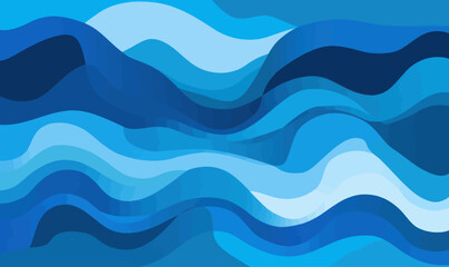 Poster - Abstract Blue Wave Minimalist Vector Art for Oceanic Themed Designs