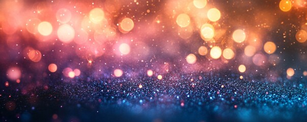Poster - Abstract background with glittering bokeh lights shimmering on blue and orange