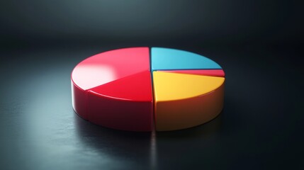 Leinwandbilder - A colorful D pie chart with individual segments floating in mid-air, surrounded by a soft glow, symbolizing financial data distribution