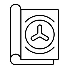 Poster - journal notes thin line icon, clinical research concept. vector graphics. scientist notepad sign on 