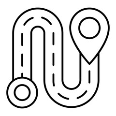 Poster - Route with pinpoints of location thin line icon, delivery service concept. Vector graphics. Point to point road, route sign on white background, linear style for mobile or design.