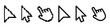 © MKIN - Computer mouse cursor icons. Cursors containing pointer, arrow and hand symbol with pixelated form. Transparent vector illustration.