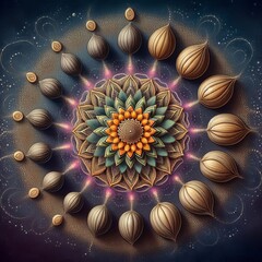 Wall Mural - seed representing stages of creation