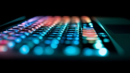 Poster - Abstract illuminated keyboard with vibrant blue and orange backlighting