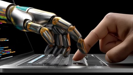 Poster - Human and Robot Hand Interacting Over Laptop