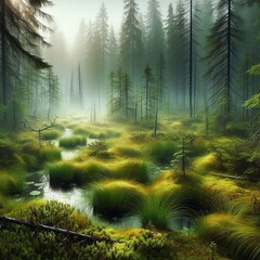 Wall Mural - spruce bog sphagnum moss everywhere