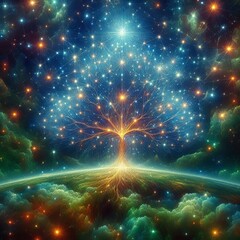 Canvas Print - stellar tree symbolizing cosmic consciousness