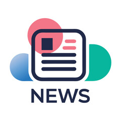 Poster - Modern minimalist logo design for a news application featuring abstract shapes and clean lines, emphasizing information and updates for users interested in current events