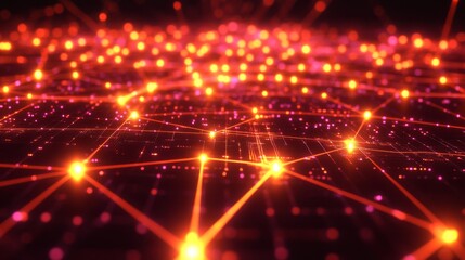 Poster - A vibrant D stock market graph with interconnected nodes and lines showing a steep upward trend, set against a high-tech, glowing background