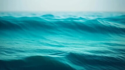 Poster - Rippling waves create a serene atmosphere beneath a hazy sky over the ocean at dawn Generative AI
