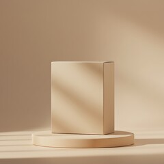 Poster - Box Display on Beige Pedestal with Shadow Overlay