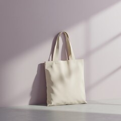 Poster - Tote Bag Leaning Against Wall with Light and Shadow