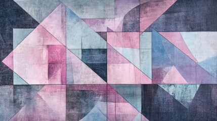Wall Mural - Striking cubist wallpaper with intersected forms and soft colors