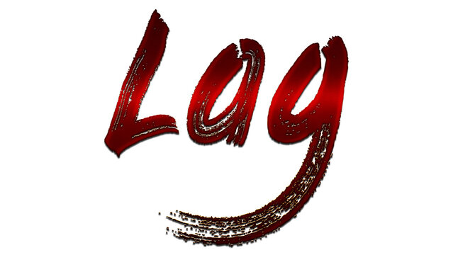 3D blood red word design of Lag on white background.	
