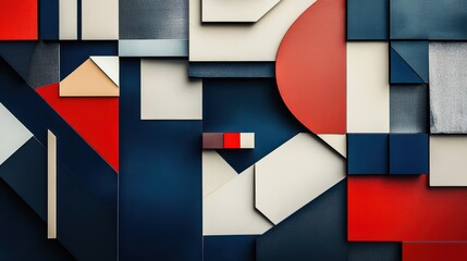 Wall Mural - Vermillion and cream geometry on brushed backdrop wallpaper