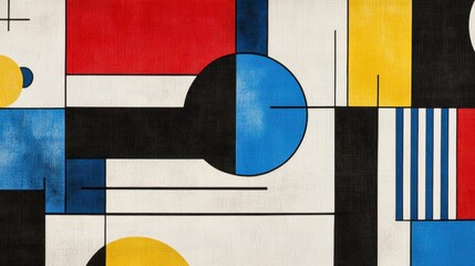 Wall Mural - Geometric wallpaper with bold color blocks and white texture