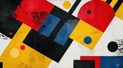 Wall Mural - Bauhaus background with matte texture and bold geometric colors