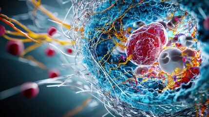 Poster - Cellular dynamics microscopic view into living organisms science 3d visualization laboratory intricate structure
