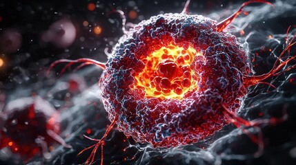 Aufkleber - Dynamic cellular activity microscopic environment scientific visualization close-up concept of life processes