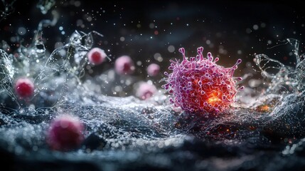 Leinwandbilder - Vibrant microbial action in fluid dynamics laboratory environment digital illustration science concept