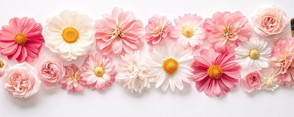 Aufkleber - Floral arrangement forming a line on white background