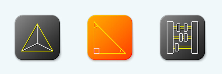 Poster - Set line Geometric figure Tetrahedron, Triangle math and Abacus icon. Vector