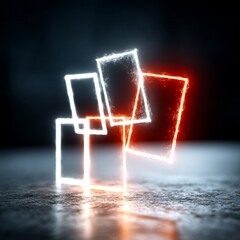 Aufkleber - Abstract Glowing Frames: A Dance of Light and Shadow on a Textured Surface
