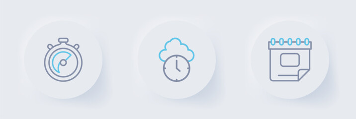 Poster - set line calendar, clock and stopwatch icon. vector