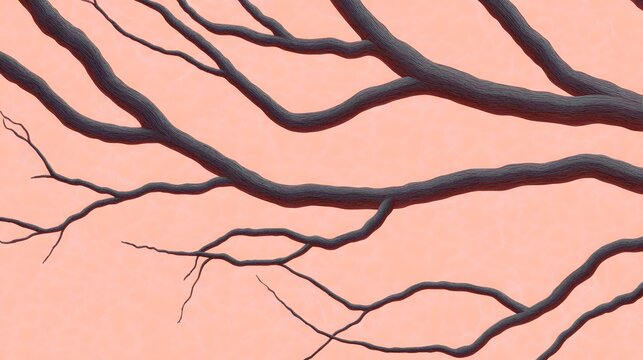 Abstract branch structure against a soft pink background.