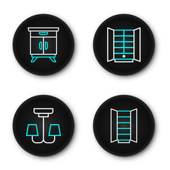 Poster - Set line Wardrobe, Chandelier, and Furniture nightstand icon. Vector