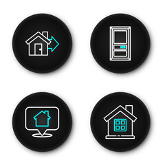 Poster - Set line House, Location with house, Closed door and Sale icon. Vector