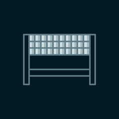 Poster - Line Ribbon in finishing line icon isolated on black background. Symbol of finish line. Sport symbol or business concept. Flat filled outline style with shadow. Vector