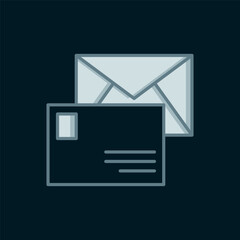Poster - line envelope icon isolated on black background. email message letter symbol. flat filled outline st