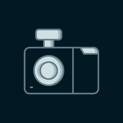 Poster - line photo camera icon isolated on black background. foto camera icon. flat filled outline style wit