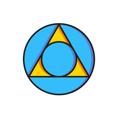 Poster - Color Triangle math icon isolated on white background. Flat filled outline style with shadow. Vector